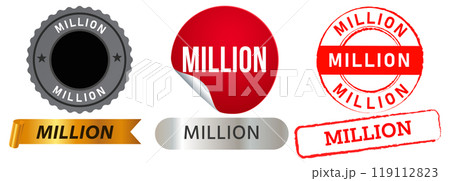 Million emblem colorful badge ribbon grunge stamp watermark money viewers commercial use sticker design set icon colorful Million emblem colorful badge ribbon grunge stamp watermark money viewers commercial use sticker design set icon colorful 119112823