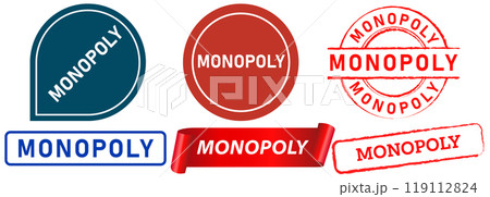 Monopoly controlling dominate absence of competition rich stamp colorful badge ribbon sticker label design icon set collection 119112824