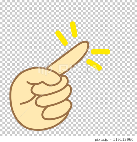 Illustration of a hand pointing with an arrow 119112960