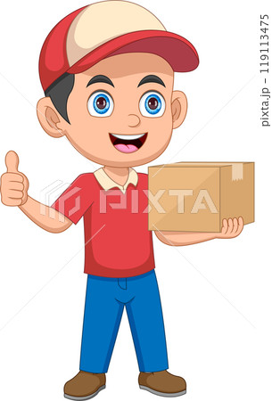 delivery man holding a package delivery man holding a package 119113475