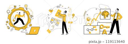 Project management. A person managing tasks,...のイラスト素材 [119113640] - PIXTA