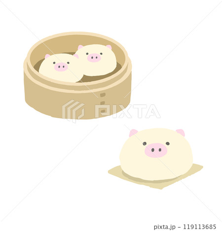 せいろに入ったブタまんのセット 119113685