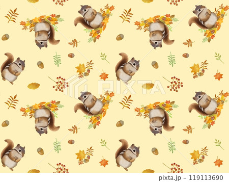 リスのシームレスパターン B-1' リスのシームレスパターン B-1' 119113690