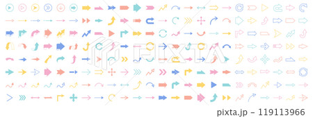 矢印のベクターイラストセット。アイコン、シンプル 119113966