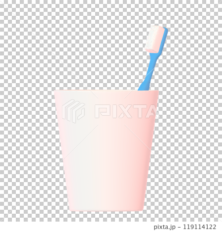 歯ブラシが入った白いコップの3Dイラスト 歯ブラシが入った白いコップの3Dイラスト 119114122