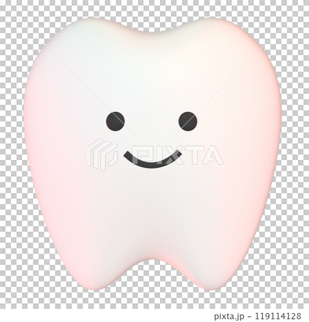 3D illustration of a white-toothed character with a face seen from the front (smiling) 119114128