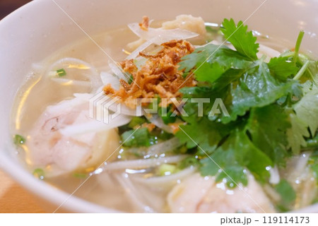 パクチーがいっぱいのチキンのフォー 119114173