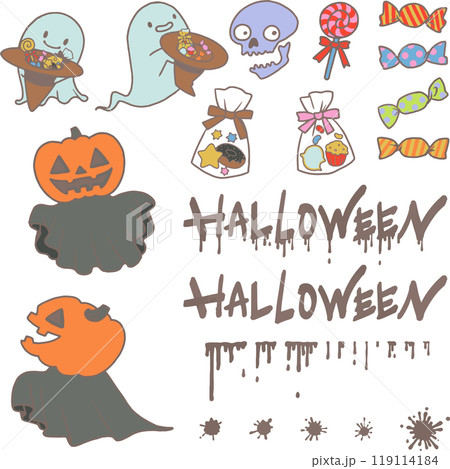 いろんなイラストのハロウィンのイラスト素材　セット 119114184