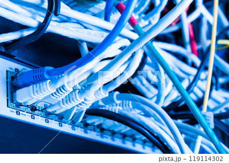 patch cables connected to data router patch cables connected to data router 119114302