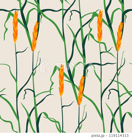 Wheat Ears Seamless Vector Pattern 119114313