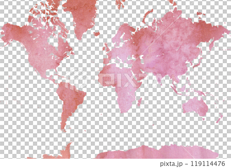 Hand drawn watercolor style background transparent world map Hand drawn watercolor style background transparent world map 119114476