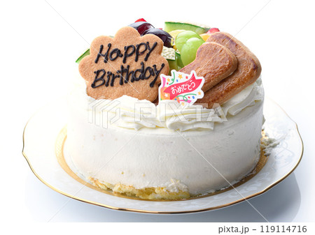 誕生日ケーキ （ バースデーケーキ ）白背景 119114716