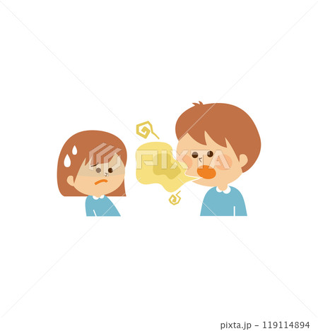 口臭のある子供 かわいいイラスト素材 口臭のある子供 かわいいイラスト素材 119114894