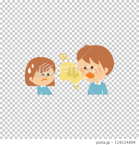 口臭のある子供 かわいいイラスト素材 口臭のある子供 かわいいイラスト素材 119114894