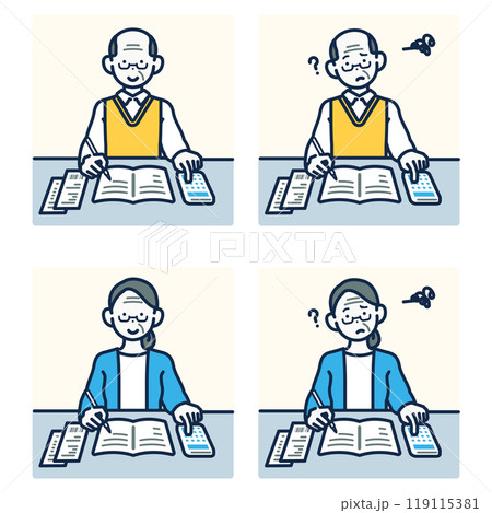 People who write a household account book - elder man and elder woman 119115381