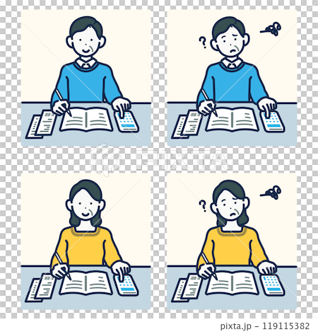 People who write a household account book -  middle age man and middle age woman 119115382