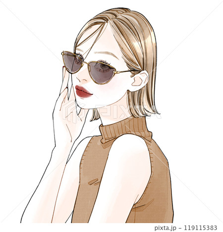 サングラスをかけている女性 サングラスをかけている女性 119115383