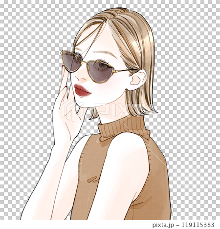 サングラスをかけている女性 サングラスをかけている女性 119115383