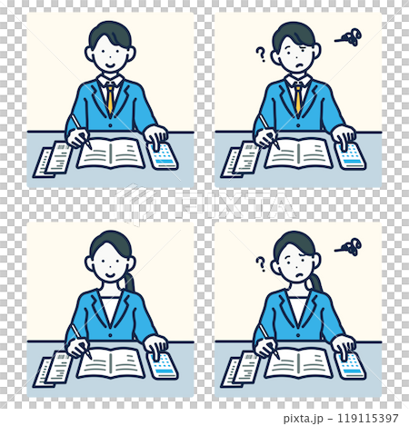 People who write a household account book - wearing business suit young man and woman People who write a household account book - wearing business suit young man and woman 119115397
