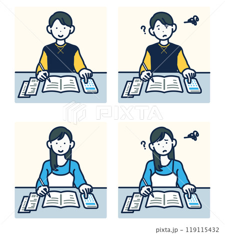 People who write a household account book - young man and woman 119115432