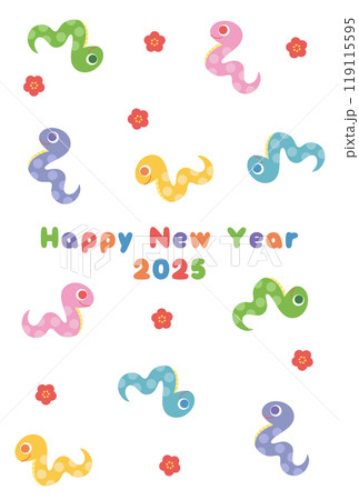 カラフルなヘビの年賀状素材 119115595