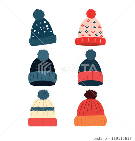 Collection of Cute Warm Winter Knitted Wool Hat with Pom Pom Ball 119115617