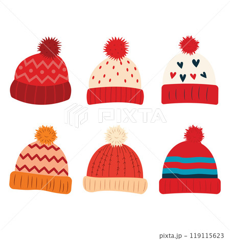 Collection of Cute Warm Winter Knitted Wool Hat with Pom Pom Ball 119115623