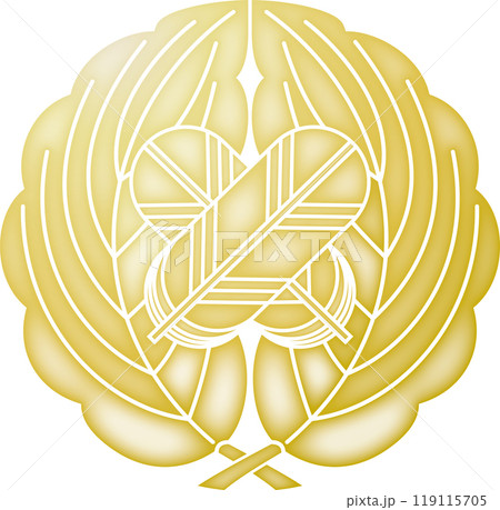 家紋 抱き柏に違い鷹の羽【金色】 家紋 抱き柏に違い鷹の羽【金色】 119115705