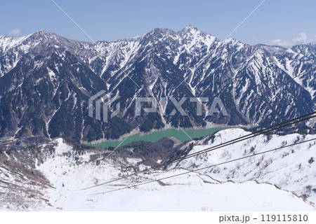 5月上旬の立山黒部アルペンルート 大観峰展望台からの黒部湖 後立山連峰の眺め 5月上旬の立山黒部アルペンルート 大観峰展望台からの黒部湖 後立山連峰の眺め 119115810