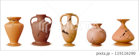 Broken ancient clay vessel. 119116290