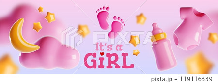 Baby girl birthday banner Baby girl birthday banner 119116339