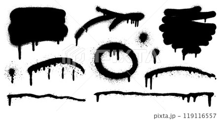Set of graffiti spray banner. Vector spray paint shapes with smudges 119116557