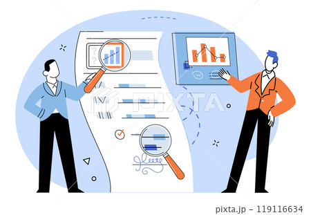 Competitors analysis vector illustration. Competitors, chess pieces, strategically positioned, undergo meticulous analysis for triumphant business move Analysis, detective, unravels intricate threads Competitors analysis vector illustration. Competitors, chess pieces, strategically positioned, undergo meticulous analysis for triumphant business move Analysis, detective, unravels intricate threads 119116634