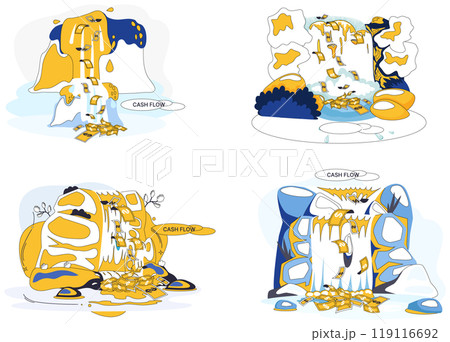 Cash flow vector illustration. Economy, ecosystem wealth, thrives on interdependence cash flow and savings Wealth, like constellation stars, illuminates darkness financial uncertainty 119116692