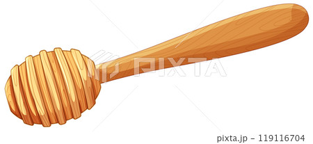 Wooden Honey Dipper Illustration 119116704