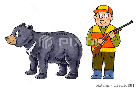 猟師とツキノワグマ 119116891