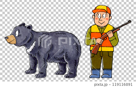 猟師とツキノワグマ 119116891