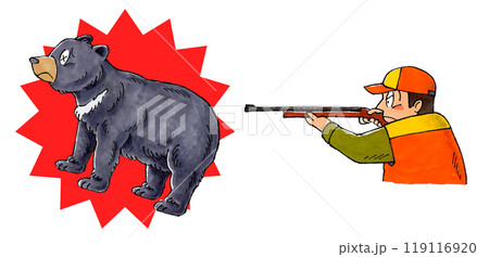 ライフル銃で狩猟されたツキノワグマ 119116920