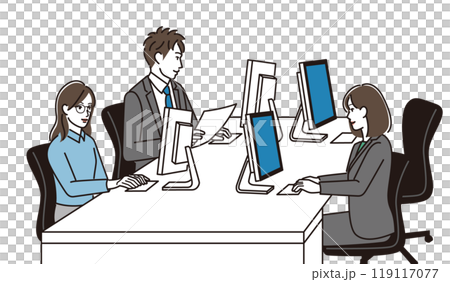 商人在工作中使用計算機 119117077