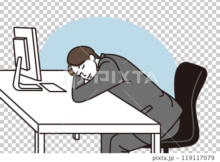 デスクで眠るビジネスマン デスクで眠るビジネスマン 119117079