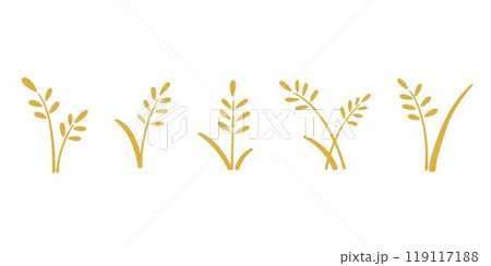 Set of golden ripe ears of cereal crop Set of golden ripe ears of cereal crop 119117188