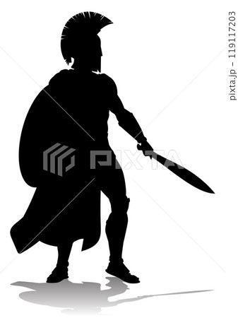 Spartan Silhouette Gladiator Trojan Greek Warrior Spartan Silhouette Gladiator Trojan Greek Warrior 119117203