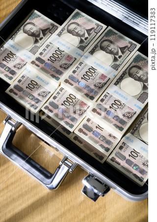 アタッシュケースに入れられた札束 アタッシュケースに入れられた札束 119117383