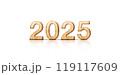 2025  happy new year wood number (3d rendering) on white background,leave space for display of product for promotion on Christmas and new year holiday 119117609
