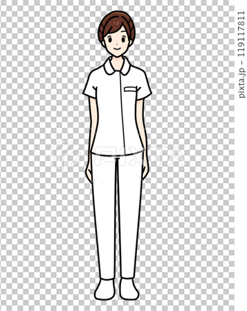Female nurse standing pose in pants style Female nurse standing pose in pants style 119117811