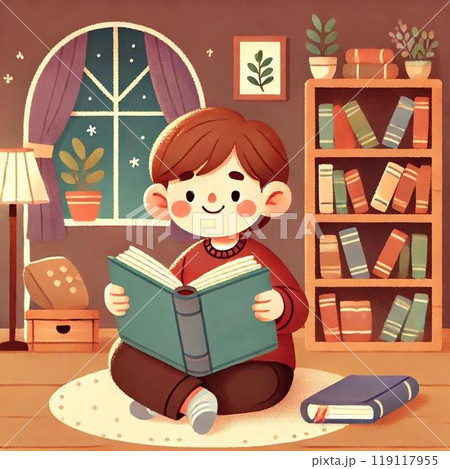 読書をする少年のイラスト 119117955