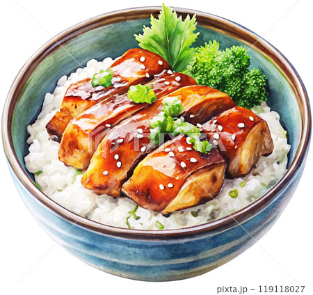watercolor painting teriyaki chicken meal appetiz watercolor painting teriyaki chicken meal appetiz 119118027