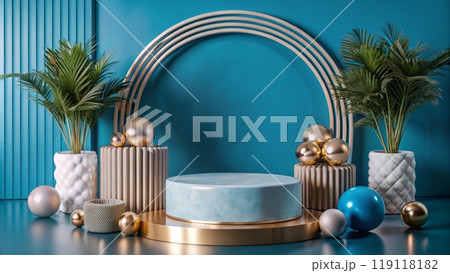 light podium stand for cosmetics and product display background 119118182