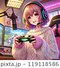 ゲーム配信をする萌え袖の女の子「AI生成画像」 119118586
