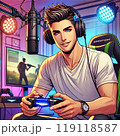 ゲーム配信をするイケメン男性配信者「AI生成画像」 119118587